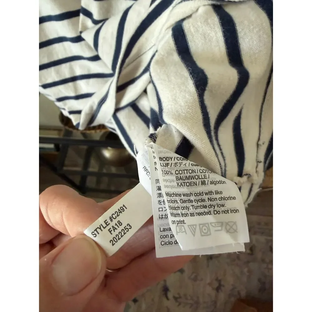 J.Crew Mercantile Broken-In Striped T-Shirt Mens M Slim Navy White 100% Cotton